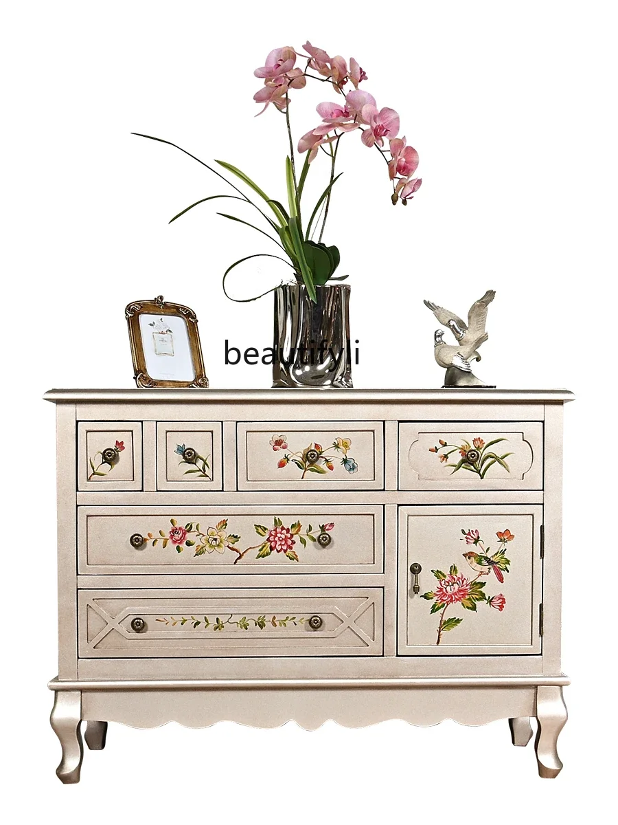American Country Champagne Chest of Six Drawers Home Partition Retro Painted Curio Cabinet
American Country Champagne Chest of Six Drawers Home Partition Retro Painted Curio Cabinet