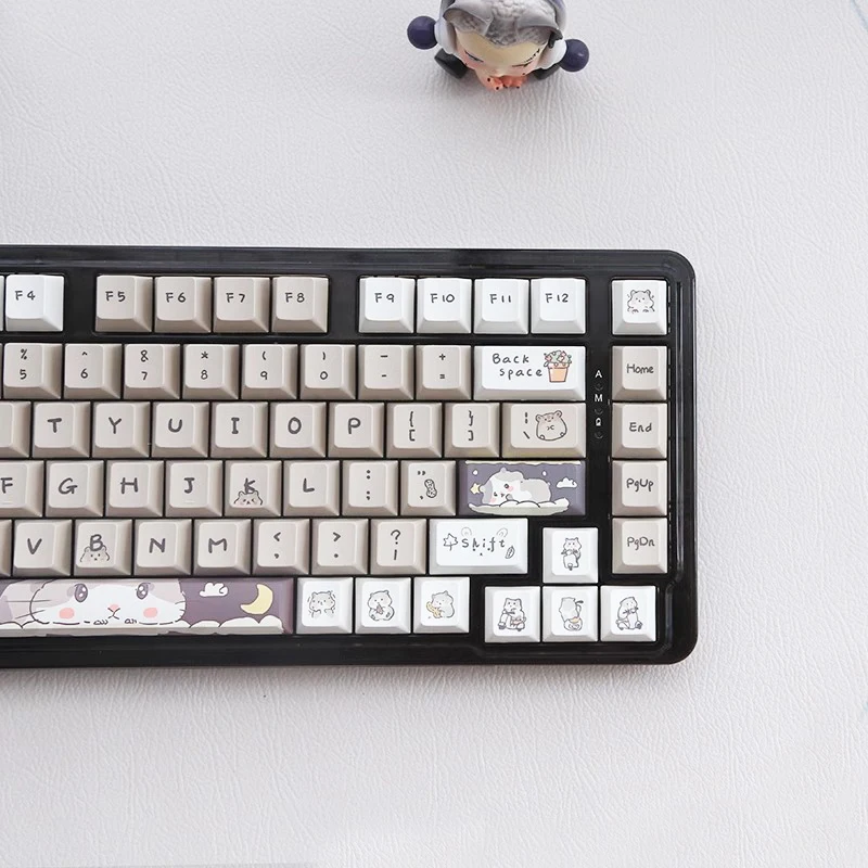 

141Keys Cherry Profile Grey Rat Theme PBT Keycap Kit for 61/64/68/78/84/87/96/98/104/108 Keys Mechanical Keyboard Korean English