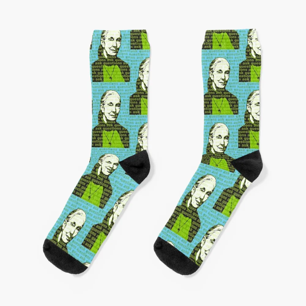 

Jane Goodall: ask questions Socks cute sports and leisure bright garter Climbing Women's Socks Men's
