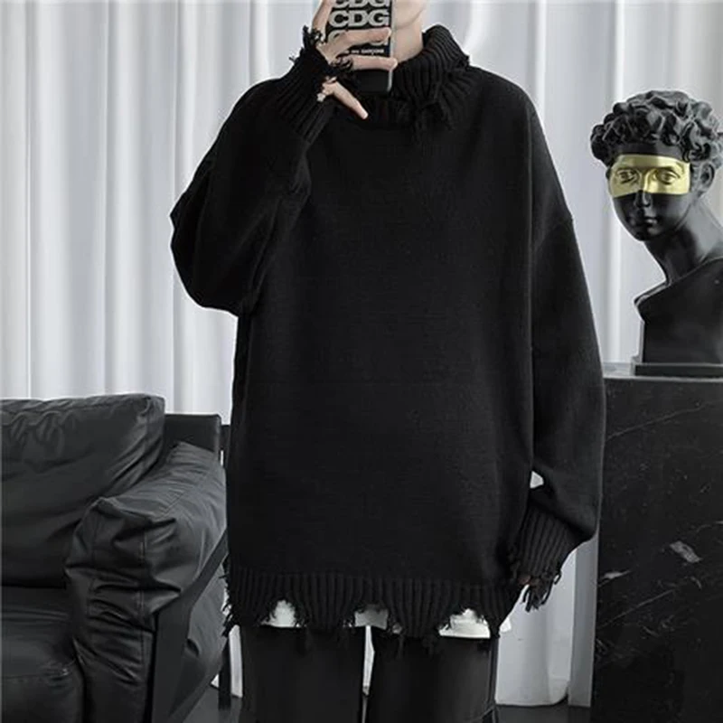 Unisex Knit Torn Hole Autumn Turtleneck Spring Casual Long Sleeve Men Clothes Fashion Oversized Trend Solid Woman Men New Tops
Unisex Knit Torn Hole Autumn Turtleneck Spring Casual Long Sleeve Men Clothes Fashion Oversized Trend Solid Woman Men New Tops