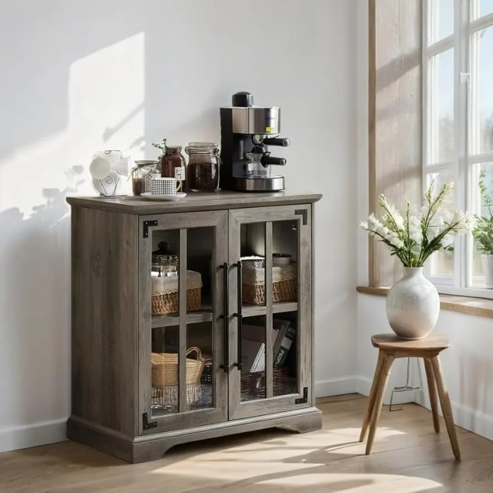 

Farmhouse Sideboard Buffet Cabinet with Doors & Shelves for Kitchen, Accent Credenza Storage Cabinet for Living/Dining Room