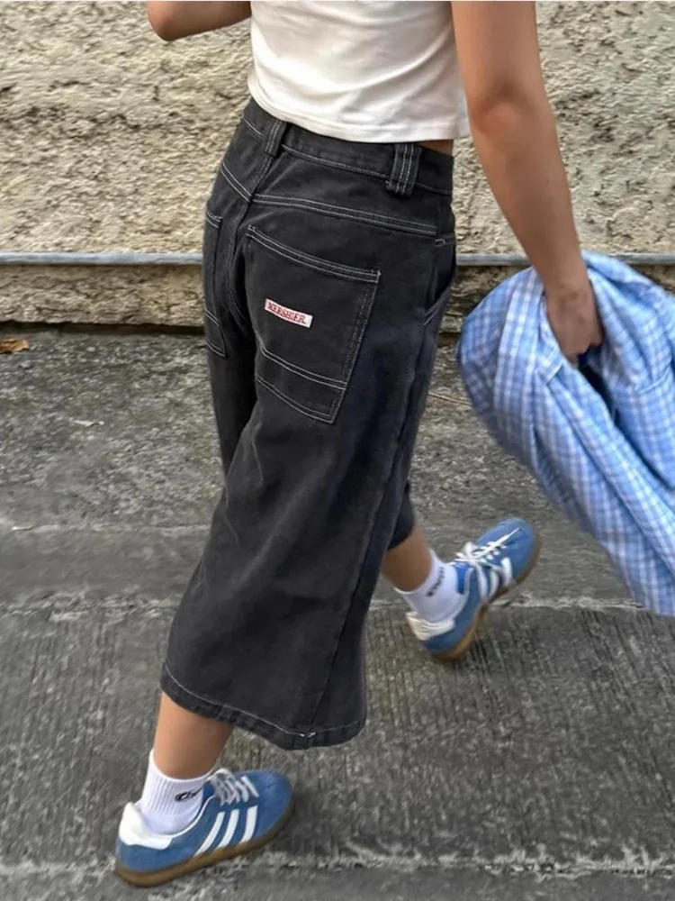 

HOUZHOU Y2k Vintage Baggy Woman's Jorts Oversized Streetwear Jeans Shorts Casual Korean Fashion 90s Denim Pants Summer Harajuku