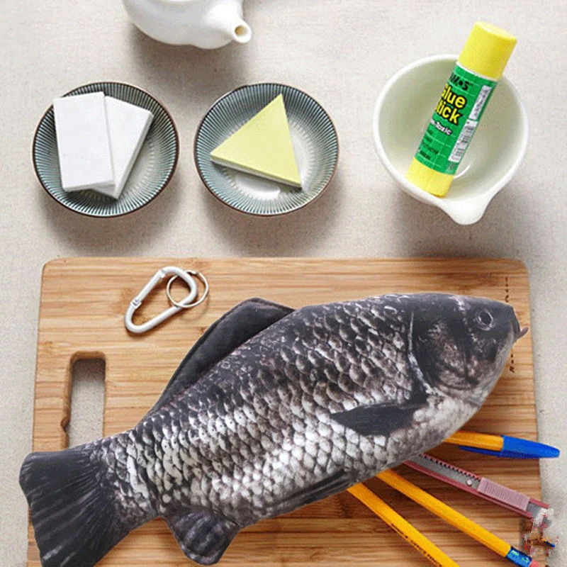 

Органайзер для ручек на карпа, реалистичный чехол в форме рыбы, Женский карандаш на молнии, косметичка, чехол канцелярские принадлежности, школьные принадлежности