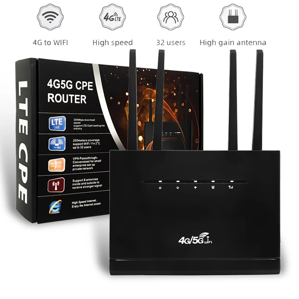

WR710 4G LTE WIFI Router Modem 300Mbps Wireless Internet Router RJ45 WAN LAN 4 Antenna Hotspot with SIM Card for Home Office