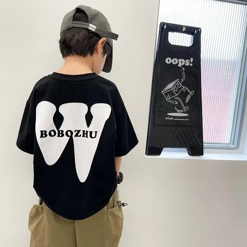 Ins Minimalist New T-shirt Round Neck Harajuku Fashionable And Stylish Style Children's Wear Men's Literature Loose Style Summer
Ins Minimalist New T-shirt Round Neck Harajuku Fashionable And Stylish Style Children's Wear Men's Literature Loose Style Summer