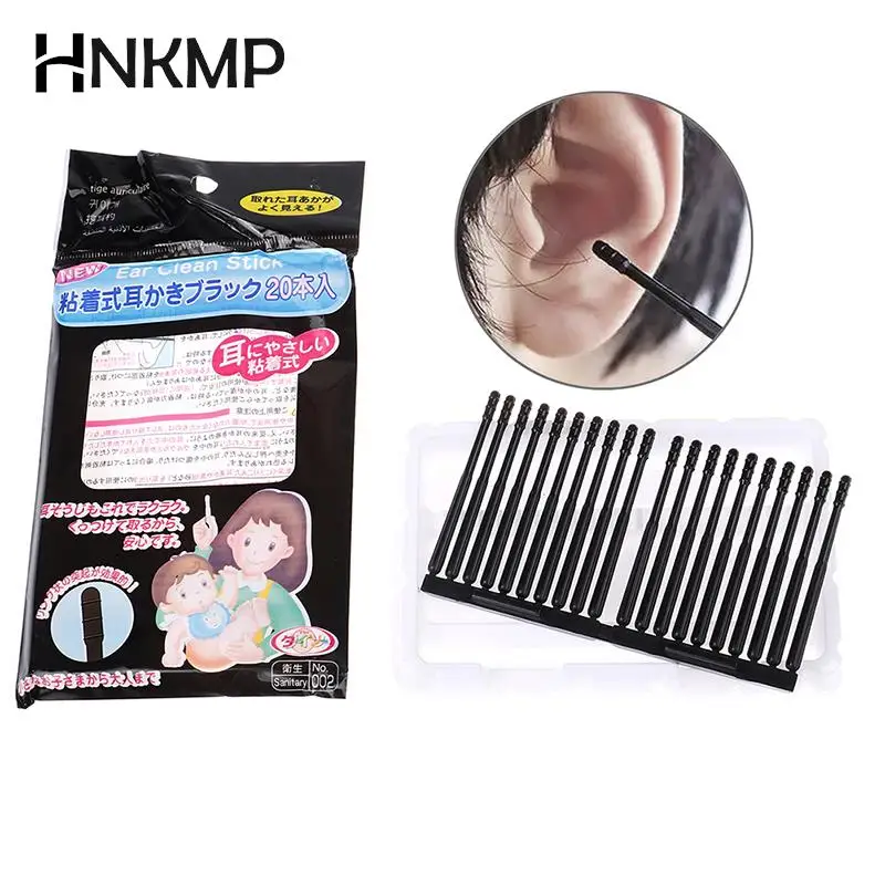 

20Pcs/Pack Black Disposable Sticky Ear Swabs Pick Spiral Tips Wax Removal Remover Tool Kit Nasal Cleaner Stick Portable