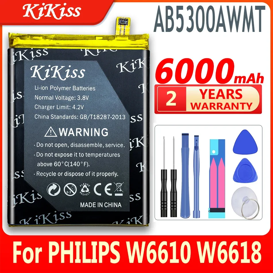 KiKiss Large Capacity 6000mAh Mobile Phone Battery For PHILIPS W6610 W6618 Lithium Polymer Rechargeable Batteries AB5300AWMT
KiKiss Large Capacity 6000mAh Mobile Phone Battery For PHILIPS W6610 W6618 Lithium Polymer Rechargeable Batteries AB5300AWMT