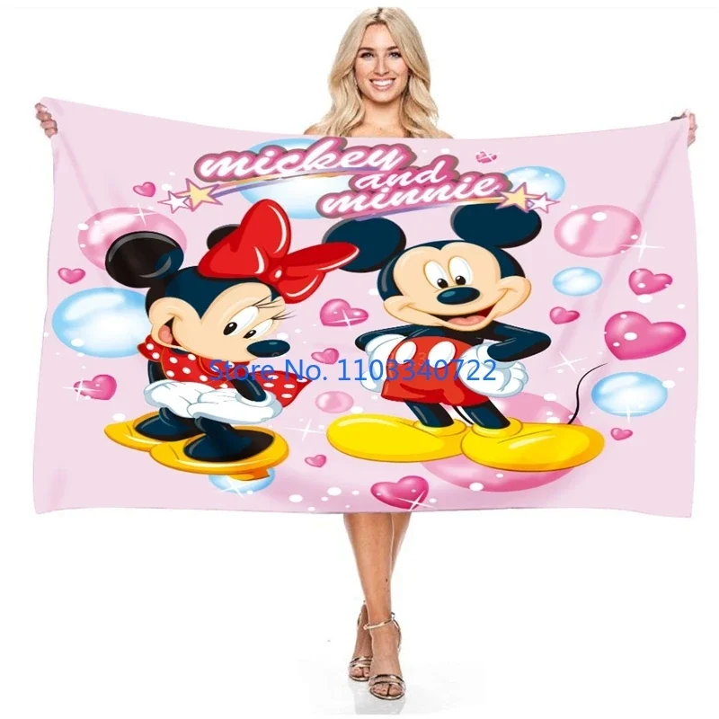 

Cute Cartoon Mickey Minnie Mouse Kids Beach Towel Quick Dry Microfiber Bath Towels Swimming Surfing Outdoor Portable 75x150cm