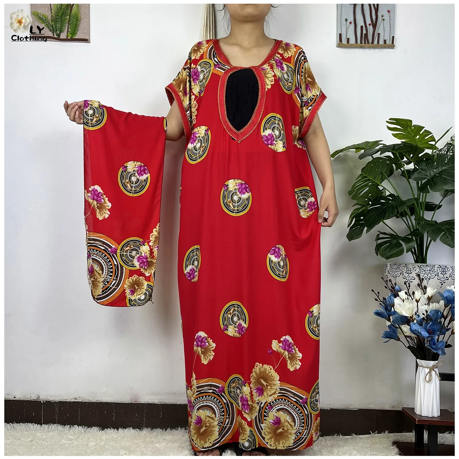 

2023 New Arrival Women 100% Cotton African Print Short Sleeve Dress Dashiki Stunning elegant Ladies Summer Dresses