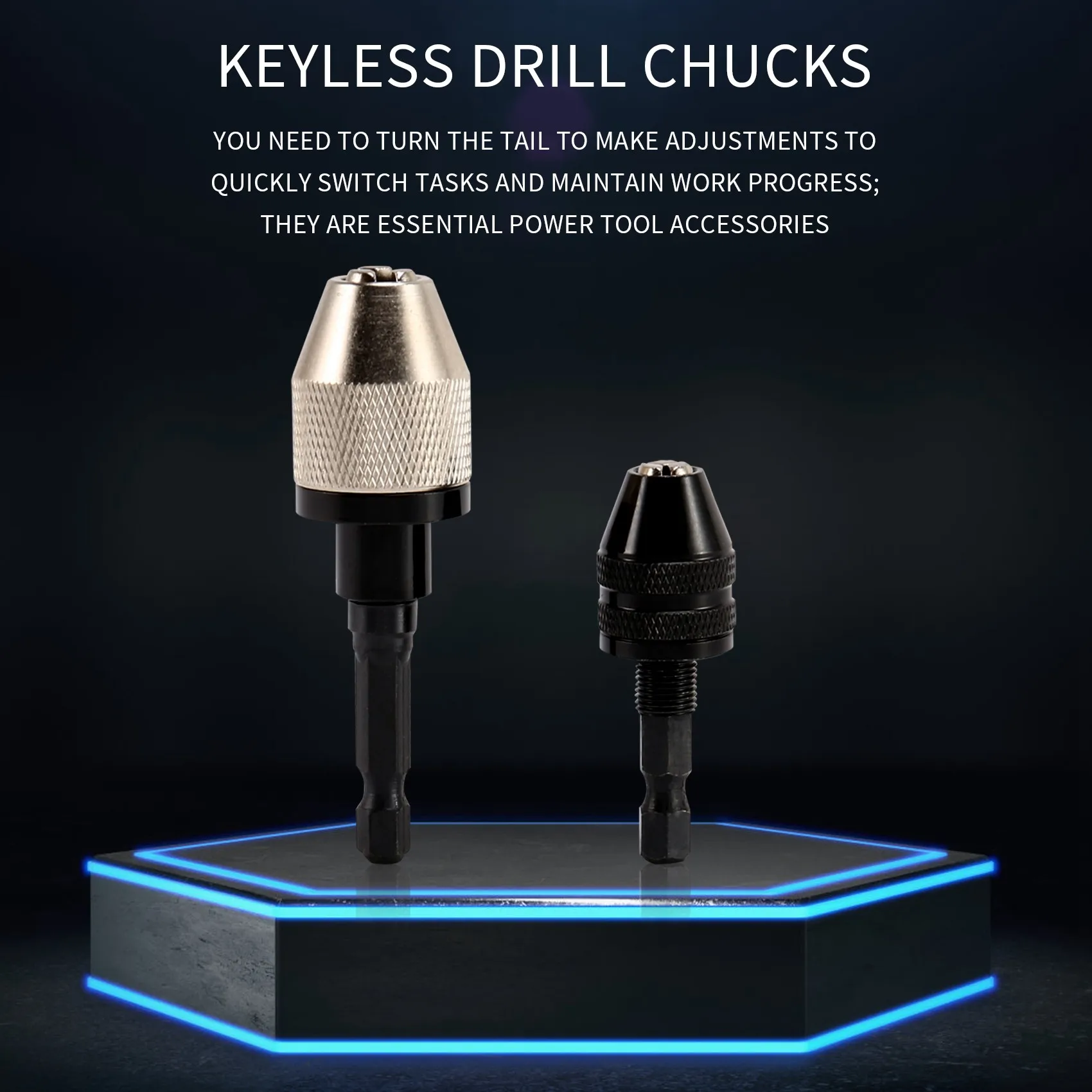 2 шт., БЕСКЛЮЧЕВОЙ патрон для дрели, 1/4 дюйма, с шестигранным хвостовиком, БЕСКЛЮЧЕВОЙ патрон для дрели, адаптер быстрой замены в 0,3-6,5 мм, 0,3-3,6 мм