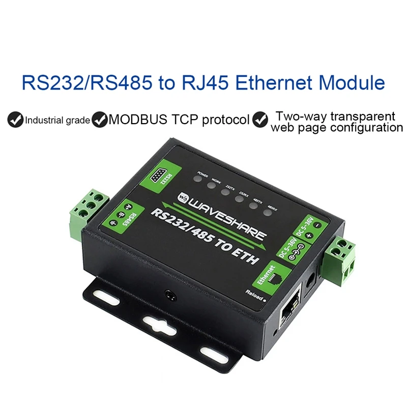 Waveshare RS232/RS485 To Network Port Module Dual Serial Port ETH RJ45 Industrial Grade Two-Way Transparent Transmission
Waveshare RS232/RS485 To Network Port Module Dual Serial Port ETH RJ45 Industrial Grade Two-Way Transparent Transmission