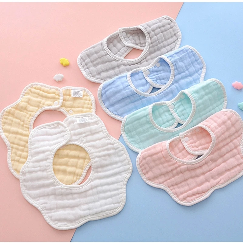 

6 Pack Baby Bandana Drool Bibs Baby 360 Rotate Baby Petal Gauze Bibs-Burp Cloths Feeding Absorbent Drooling & Teething