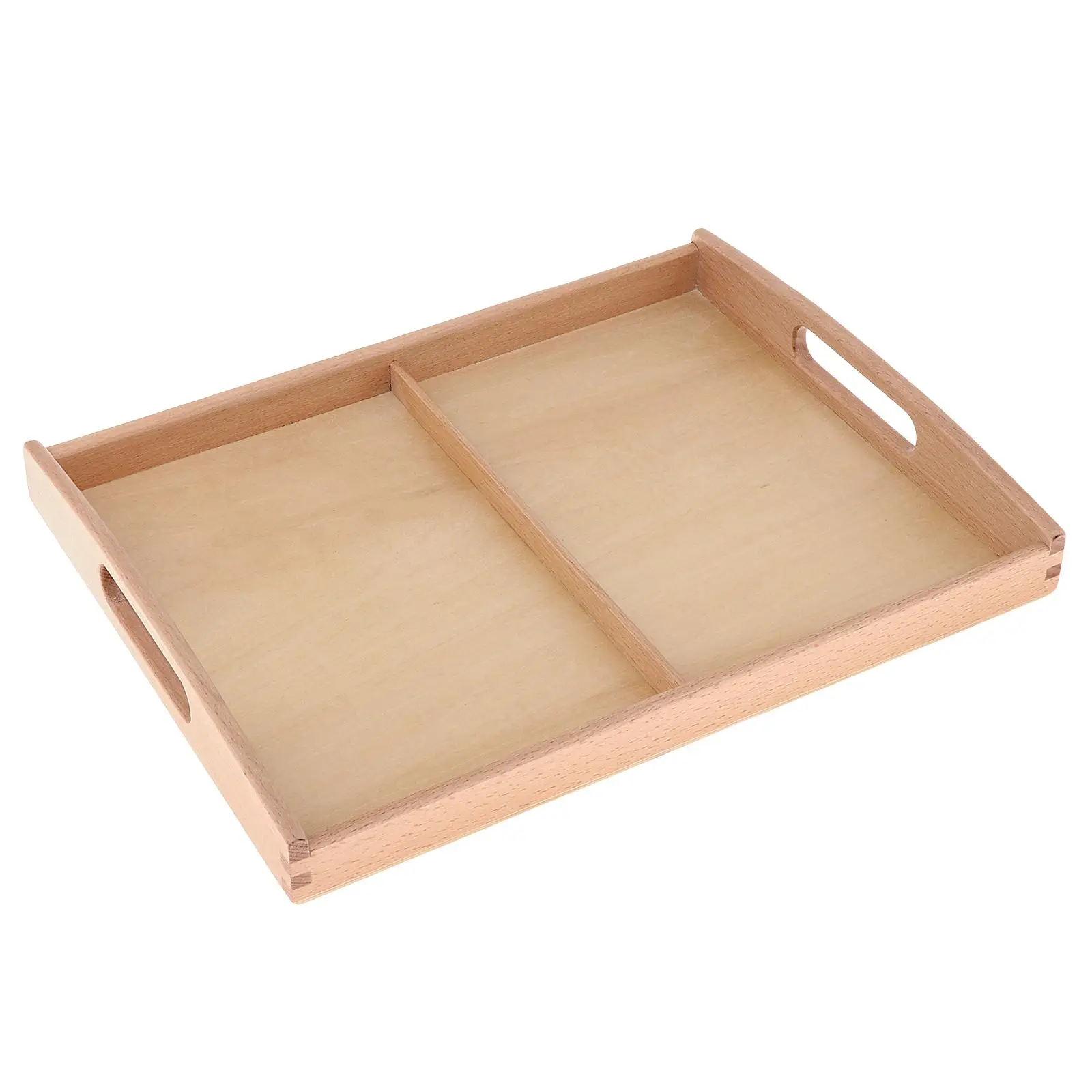 

Montessori Wooden Sorting Tray 2 Compartments with Handles Teaching Aids Montessori Materials for Preschool Learning Kids Babies