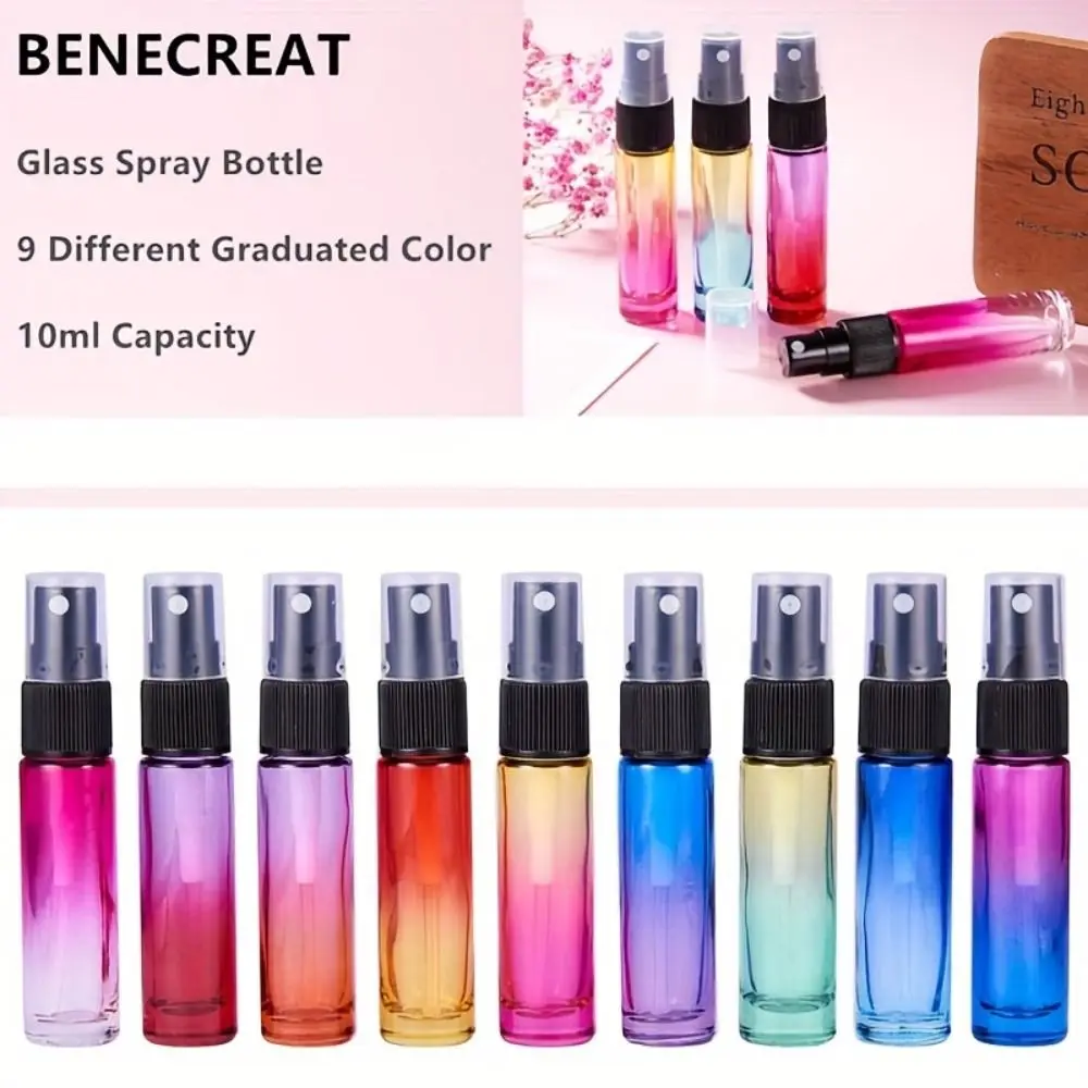 

10ml Vacuum Press Empty Perfume Bottle Compact Refillable Rainbow Color Spray Bottle Glass Gradient Essential Oil Diffuser