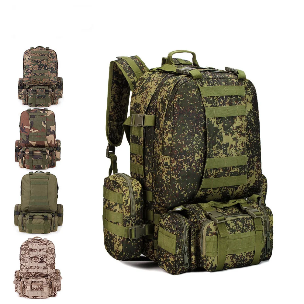 

50L EMR Camping travel bag Oxford cloth outdoor backpack Army camouflage hiking tactics bag Mountaineering combination backpack