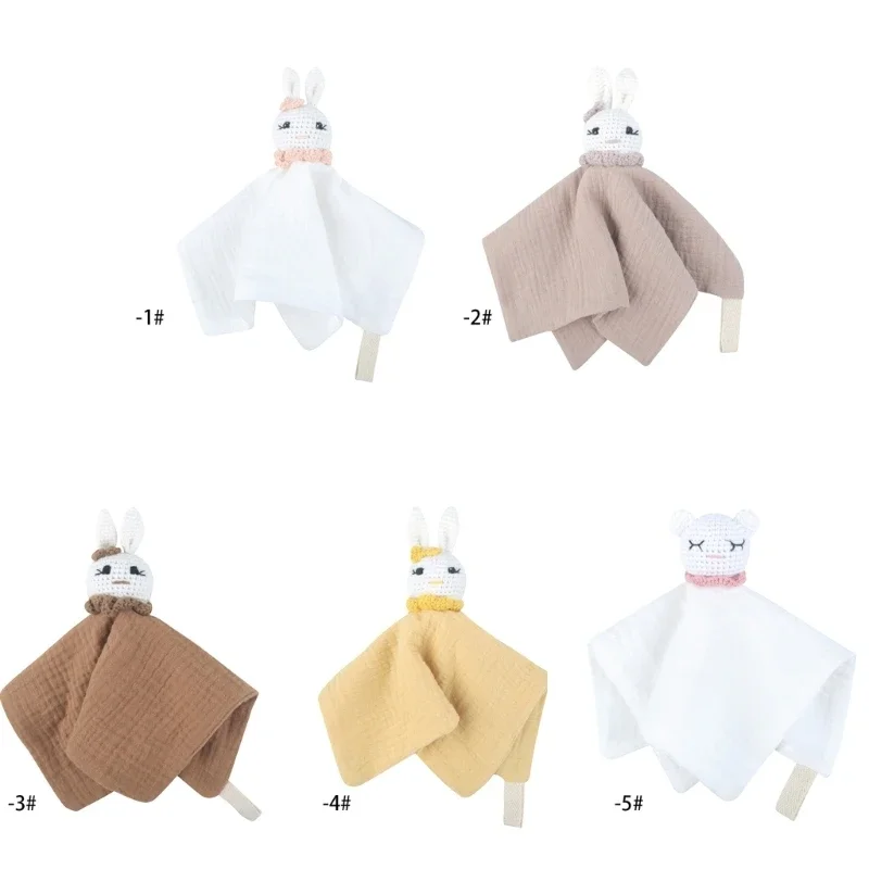 

Infant Soother Bib Mood Appease Bib Knitted Animal Security Blanket for Boys Girls Multifunction Pacify Handkerchief