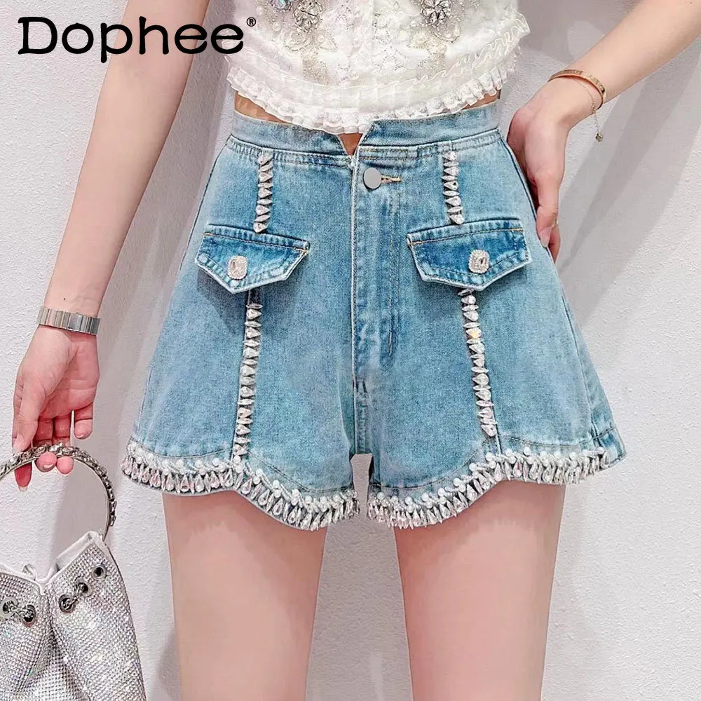 Design Sense Exquisite Rhinestone Denim Shorts Women's 2023 Summer New Loose Slimming High Waist A-line Wide-Leg Jeans Hot Pants
Design Sense Exquisite Rhinestone Denim Shorts Women's 2023 Summer New Loose Slimming High Waist A-line Wide-Leg Jeans Hot Pants