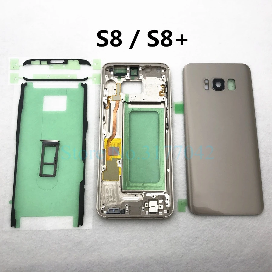 

For Samsung Galaxy S8 Plus G955 G955F S8 G950 G950F Full Housing Front Middle Frame Battery Door Back Glass Cover Rear Case