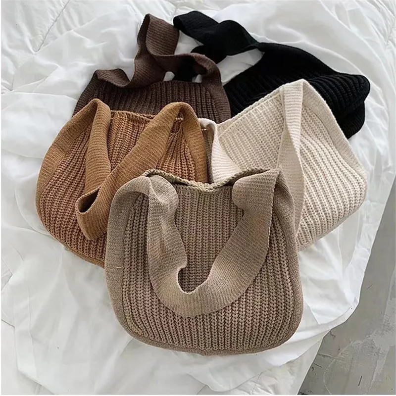 

Solid Color Knitted Bag Fashion Versatile Underarm Shoulder Bag For Women ,White-Collar, Work,Business,Outdoors, Tr