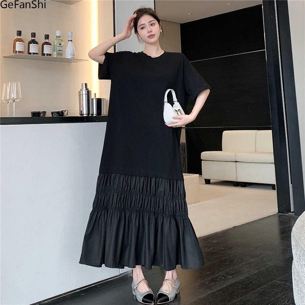 Summer Vintage O-Neck Patchwork Solid Short Sleeve Brief Dresses Women Fashion Loose Casual Dress Robe Oversize Elegant Clothing 
Summer Vintage O-Neck Patchwork Solid Short Sleeve Brief Dresses Women Fashion Loose Casual Dress Robe Oversize Elegant Clothing