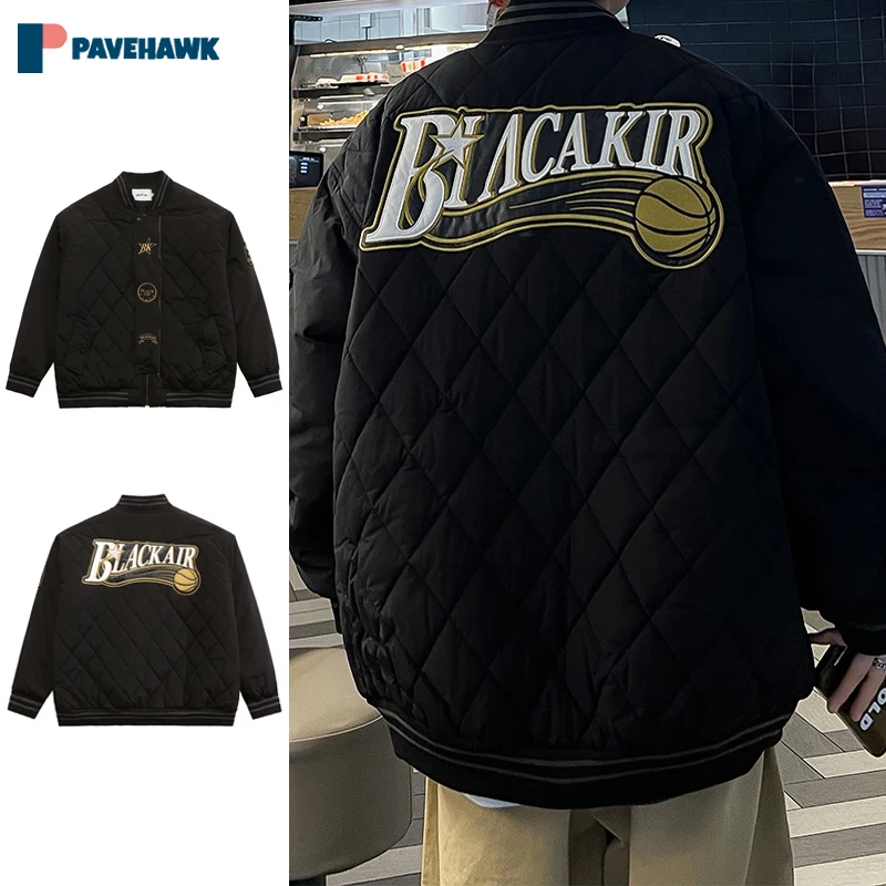 Winter Loose Baseball Jacket Man High Street Plaid Letter Embroidery Thick Warm Padded Parkas Male Oversized College Jackets New
Winter Loose Baseball Jacket Man High Street Plaid Letter Embroidery Thick Warm Padded Parkas Male Oversized College Jackets New