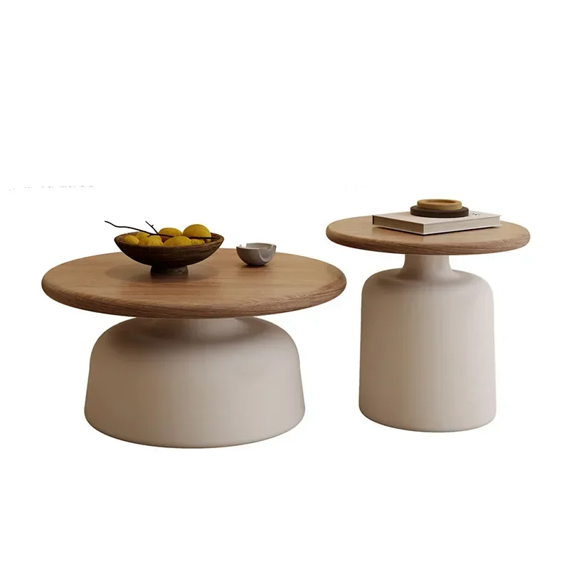 

Низкие белые круглые журнальные столики, современный дизайн, деревянный пол, минималистичный скандинавский журнальный столик, мебель для гостиной Mesita AUX Ar