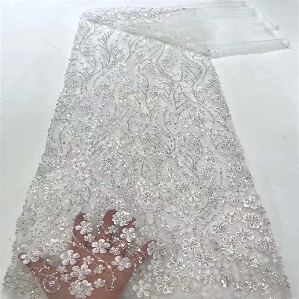 New Elegant African Beaded Tulle Lace Fabric 2023 High Quality Lace 5 Yards Nigerian Material Fabric for Party Dress XC-275 
New Elegant African Beaded Tulle Lace Fabric 2023 High Quality Lace 5 Yards Nigerian Material Fabric for Party Dress XC-275