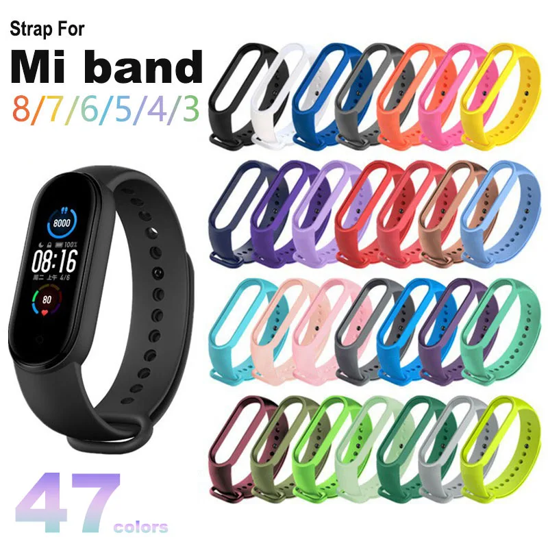 

Replacement Strap for Xiaomi Mi Band 8 7 6 5 4 3 Smart Wristband Silicone Bracelet for Mi Band 6 5 Mi band 4 Colorful Wriststrap