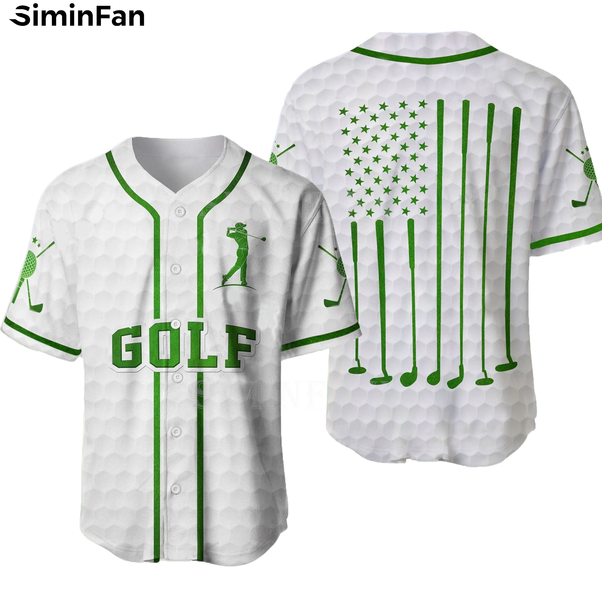 

Golf Player 3D Printed Men Baseball Jersey Shirts Summer Collarless Camisa Beach Tshirt Unisex Women Tee Top Blouse White Black