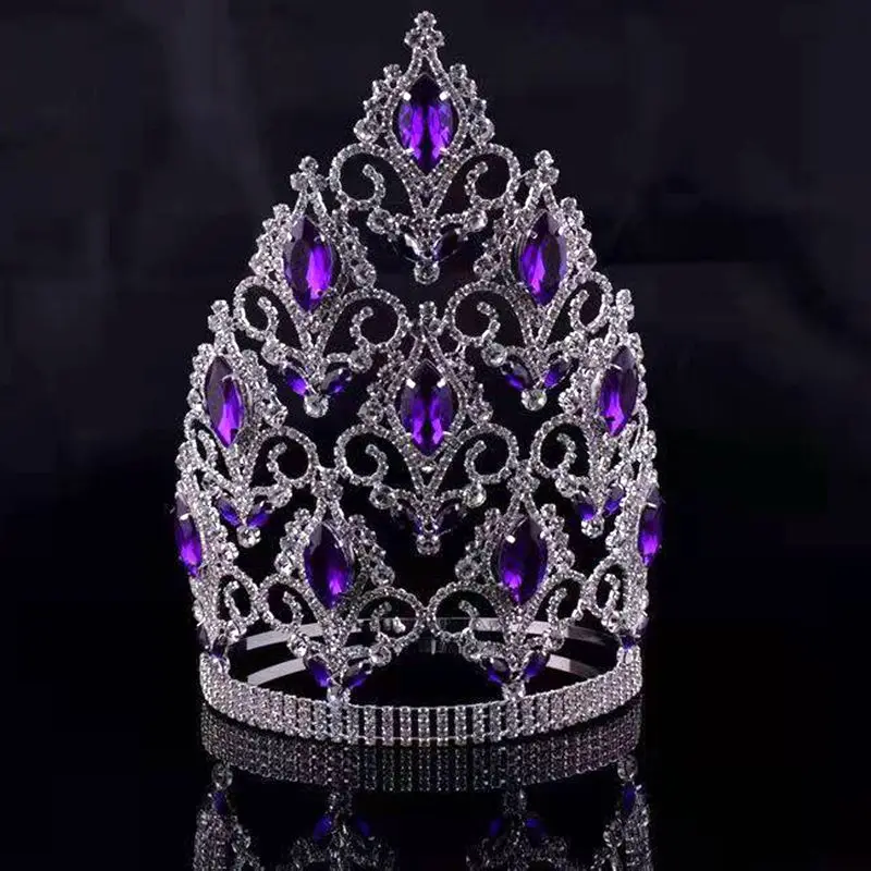 

Luxury Hair Accessories Beauty Women Tiras And Crowns Large Tall Rhinestone Party Crown