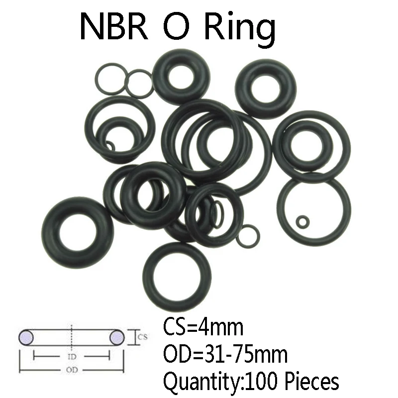100 Pieces CS 4mm NBR Rubber O Ring Automobile Black O-Ring Oil Sealing Gasket OD 31-75mm
100 Pieces CS 4mm NBR Rubber O Ring Automobile Black O-Ring Oil Sealing Gasket OD 31-75mm