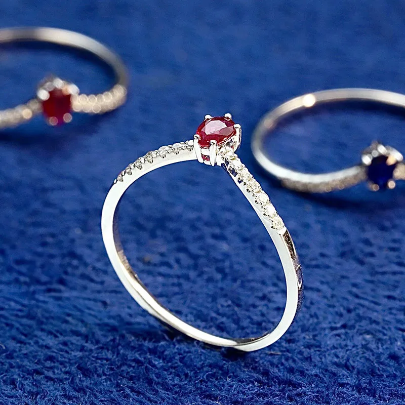 

CXS однотонное изогнутое обручальное кольцо из белого золота 18 К Au750 с натуральным сапфиром Рубином бриллиантом Свадебное обручальное кольцо обещание подарки