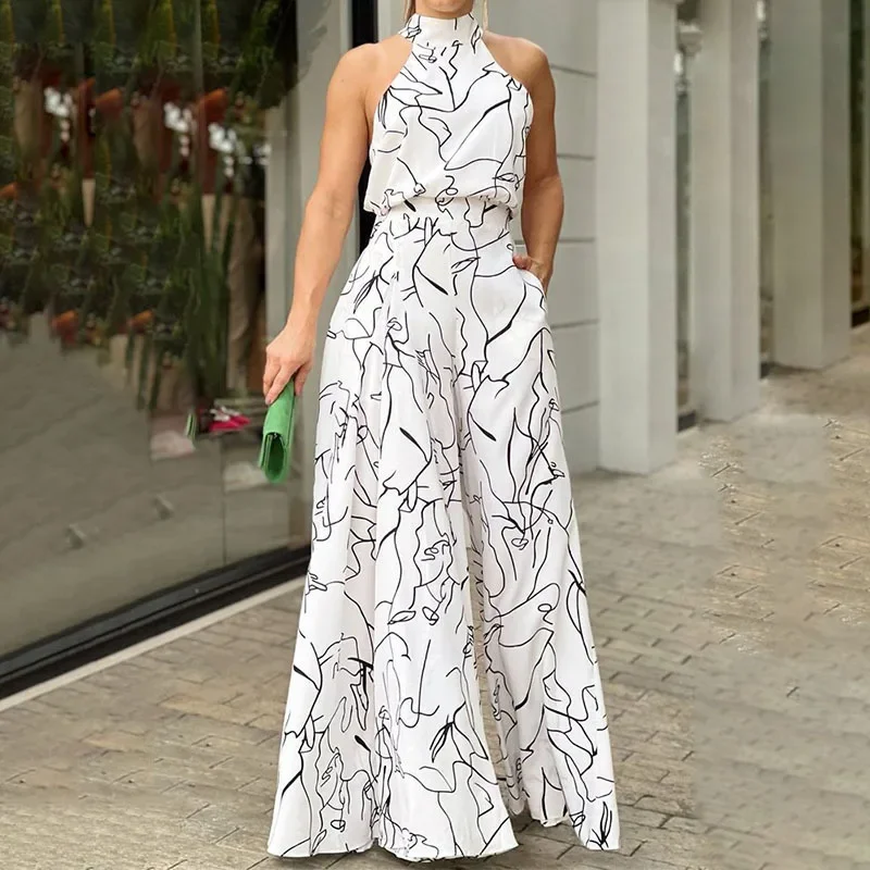 Elegant Women Sleeveless Jumpsuits Sexy Long Rompers Wide Leg Pants Fashion Printed Bodysuit Jumpsuit Lady Outfit 2023 New
Elegant Women Sleeveless Jumpsuits Sexy Long Rompers Wide Leg Pants Fashion Printed Bodysuit Jumpsuit Lady Outfit 2023 New