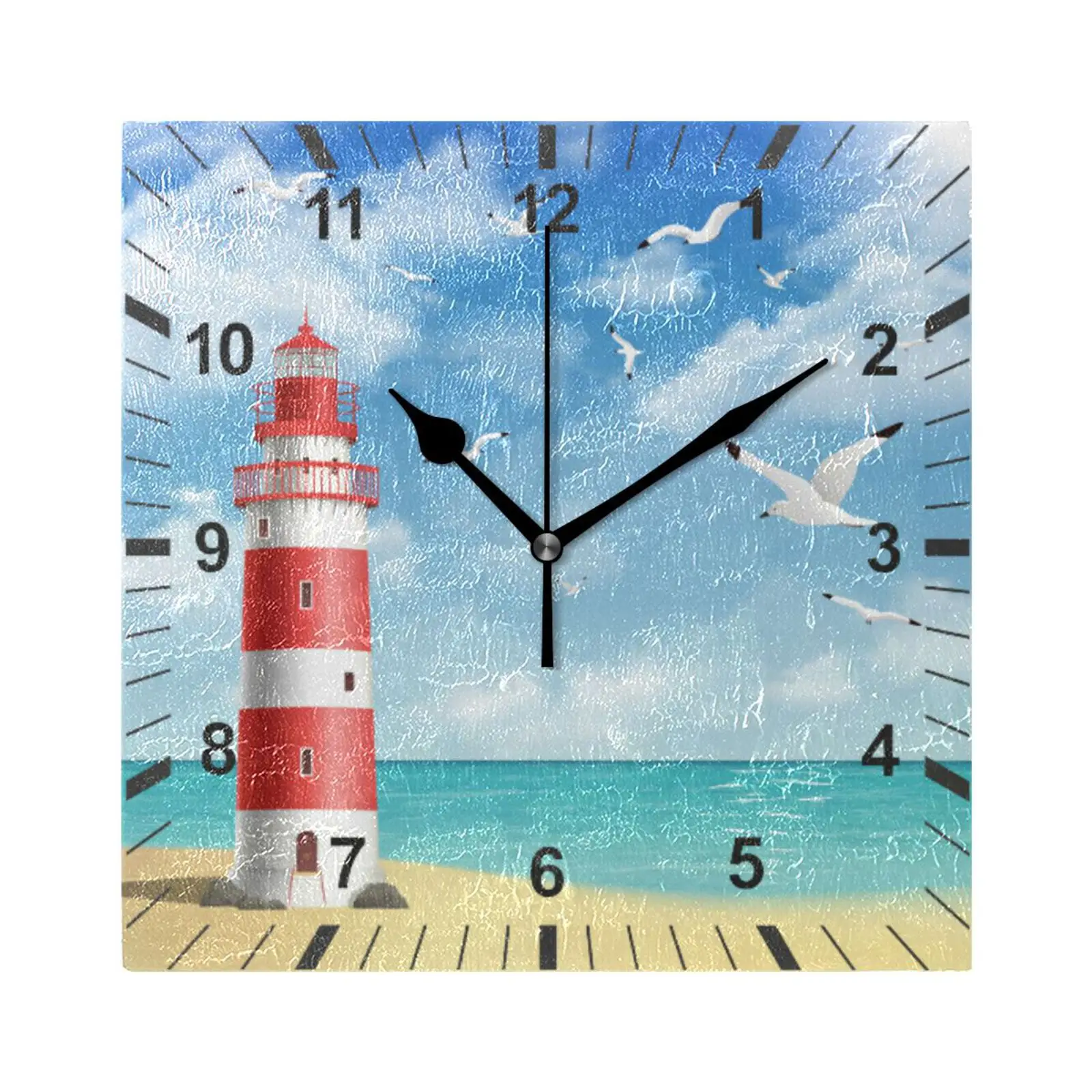 Lighthouse On The Beach With Seagull Square Silent Wall Clock Art Decor Living Room Bedroom Non-Ticking Hanging Wall Watch
Lighthouse On The Beach With Seagull Square Silent Wall Clock Art Decor Living Room Bedroom Non-Ticking Hanging Wall Watch