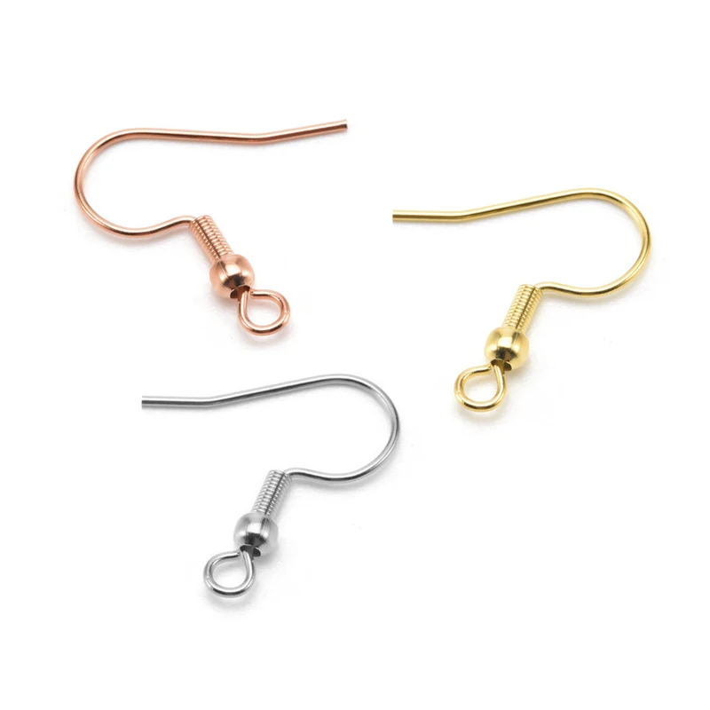 

20Pcs Surgical Steel Rose Gold Plated Ball and Coil Ear Wires French Earring Wires Hook Component Findings Diy Jewelry Making