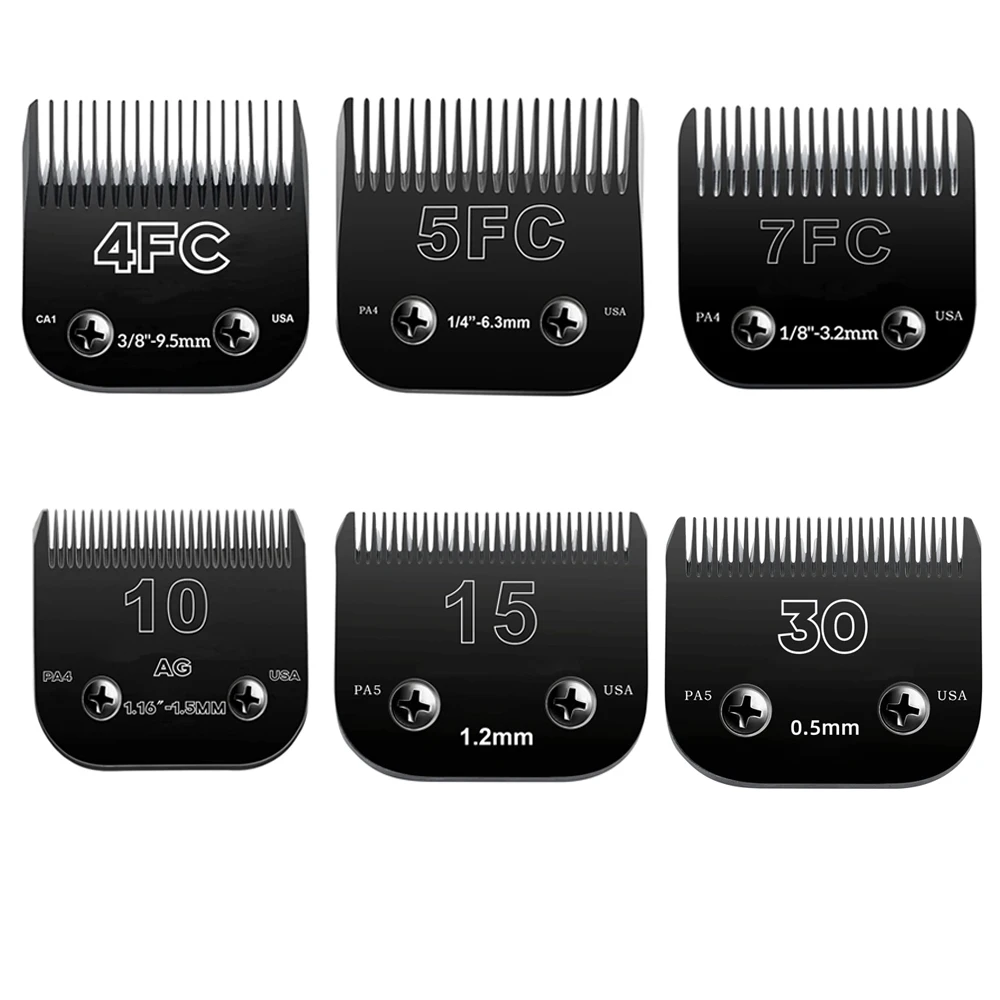 10#15#4FC#5FC#7FC# Black Blade Dog Grooming,Detachable Pet Clipper Blade, Made of Stainless Steel Blade Compatible A5 Clippers
10#15#4FC#5FC#7FC# Black Blade Dog Grooming,Detachable Pet Clipper Blade, Made of Stainless Steel Blade Compatible A5 Clippers