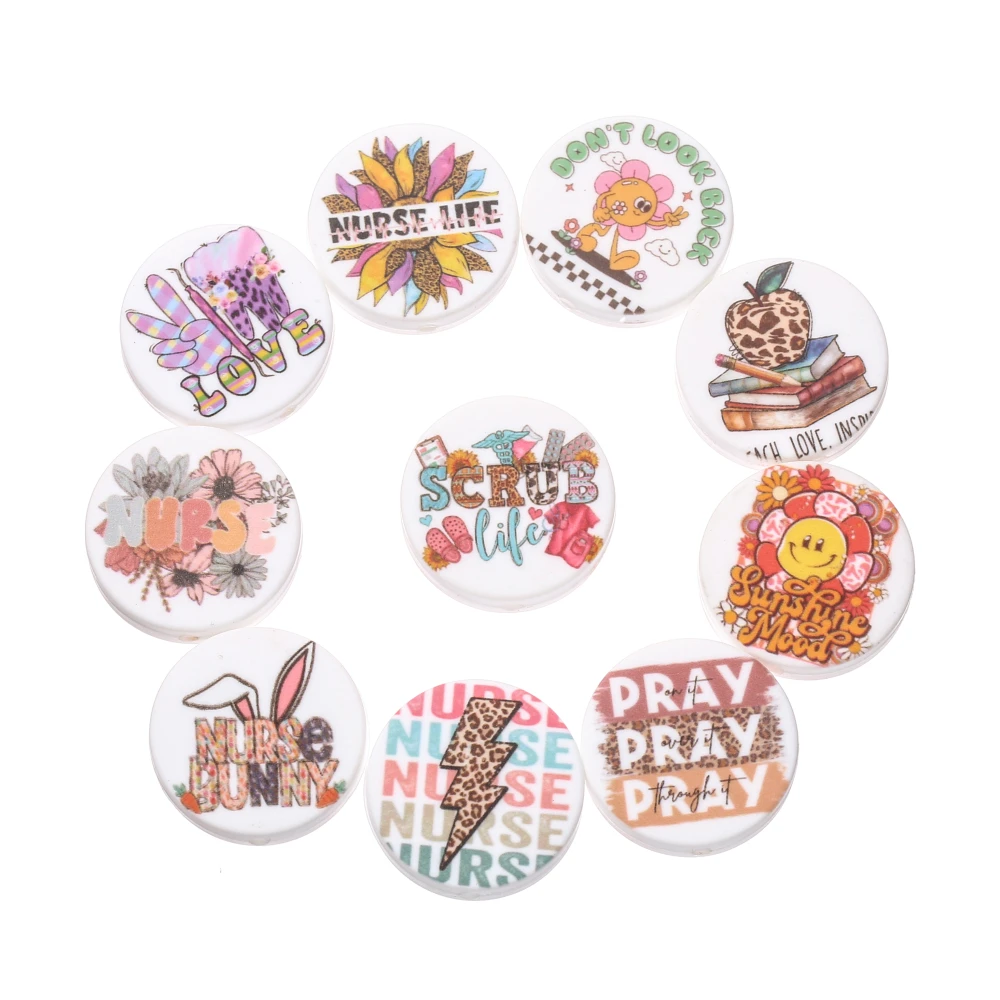 10Pcs Silicone Teether Beads Flat Round Print Cartoon Letter Chew Beads For DIY Writing Pen Baby Bracelet Pacifier Chain Making
10Pcs Silicone Teether Beads Flat Round Print Cartoon Letter Chew Beads For DIY Writing Pen Baby Bracelet Pacifier Chain Making