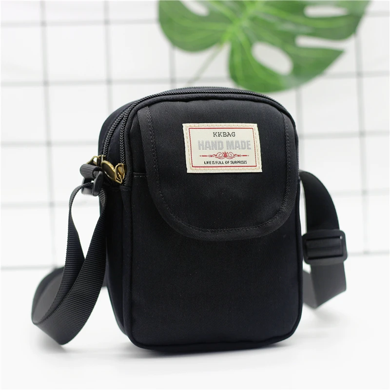 Simple men's crossbody bag in solid color multi-layer zipper nylon single shoulder mobile phone bag daily wallet replacement Simple men's crossbody bag in solid color multi-layer zipper nylon single shoulder mobile phone bag daily wallet replacement
