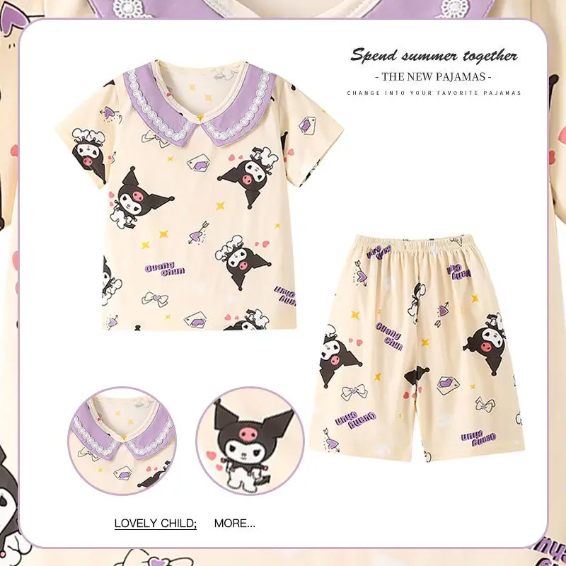 Summer Kuromi Cinnamoroll Anime Kawaii Sanrio Children Pajamas Cute Pochacco Princess Short Sleeve Pants Home Wear Cloth Gifts
Summer Kuromi Cinnamoroll Anime Kawaii Sanrio Children Pajamas Cute Pochacco Princess Short Sleeve Pants Home Wear Cloth Gifts