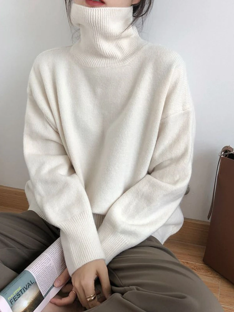Winter Women's Turtleneck Knitted Oversize Pullovers Female Jumper Solid Loose High Neck Thick Sweaters for Women Fashion 2023
Winter Women's Turtleneck Knitted Oversize Pullovers Female Jumper Solid Loose High Neck Thick Sweaters for Women Fashion 2023