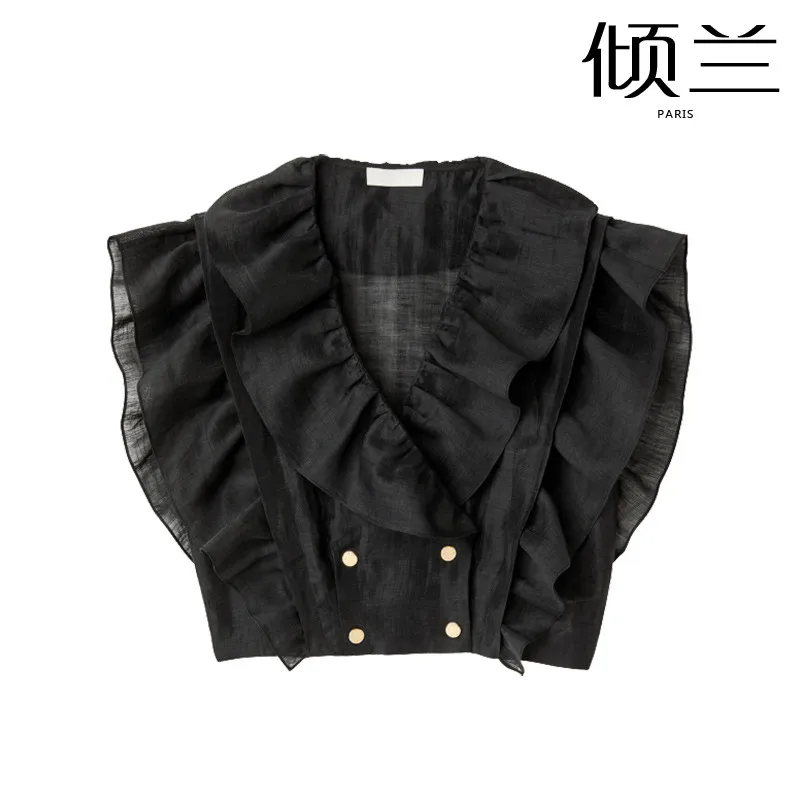 PATADS French S Family Light Luxury 24 Summer New Women's Fashion French V-neck Pleated Ruffle Edge Sleeveless Top 00520
PATADS French S Family Light Luxury 24 Summer New Women's Fashion French V-neck Pleated Ruffle Edge Sleeveless Top 00520