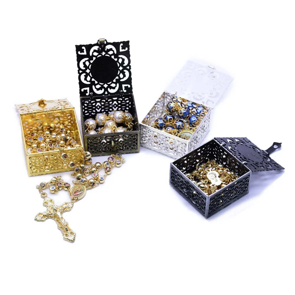 CR026 Rosary Bead Box Necklace Metal Christian Catholic Religious Jewelry Case Storage
CR026 Rosary Bead Box Necklace Metal Christian Catholic Religious Jewelry Case Storage