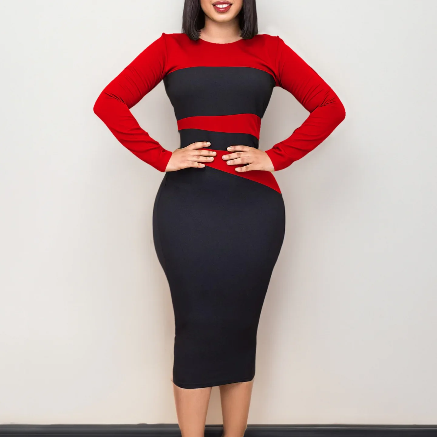 Spring Summer Elegant Office Pencil Dress Women's Fashion Commuter Dress Round Neck Long Sleeve Slim Fit Party Dress Women
Spring Summer Elegant Office Pencil Dress Women's Fashion Commuter Dress Round Neck Long Sleeve Slim Fit Party Dress Women