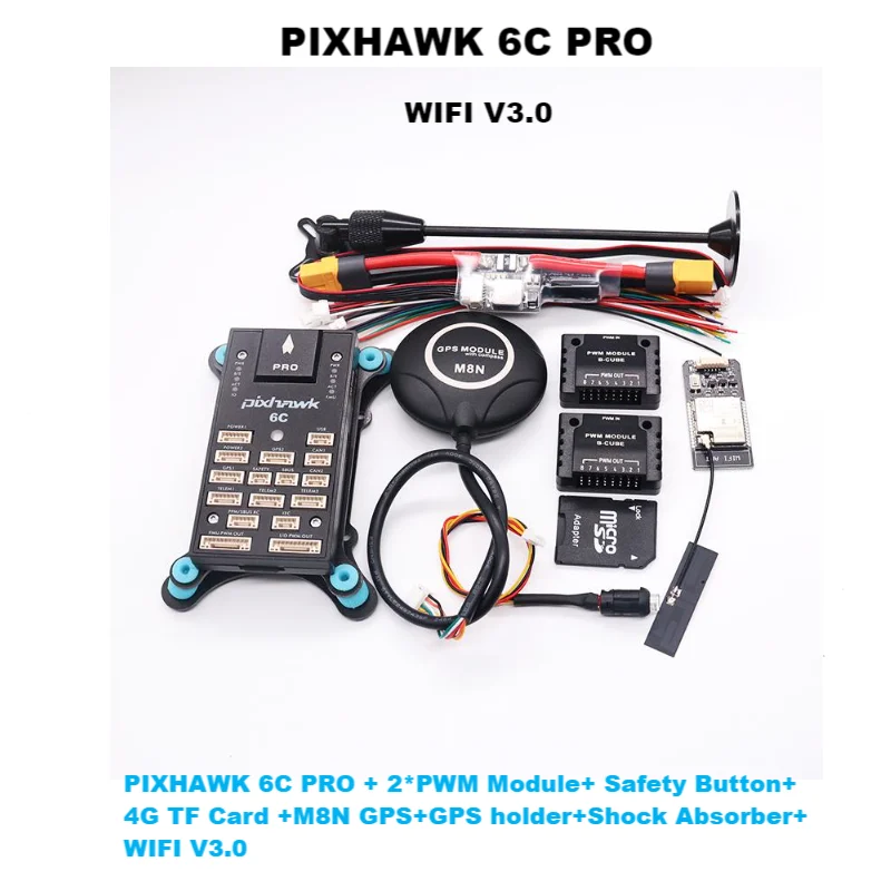 

PIXHAWK 6C PRO FMUV6C Ardupilot PX4 32 Bit Flight Controller Autopilot with 4G SD Safety Built-in Buzzer M8N GPS WIFI V3.0