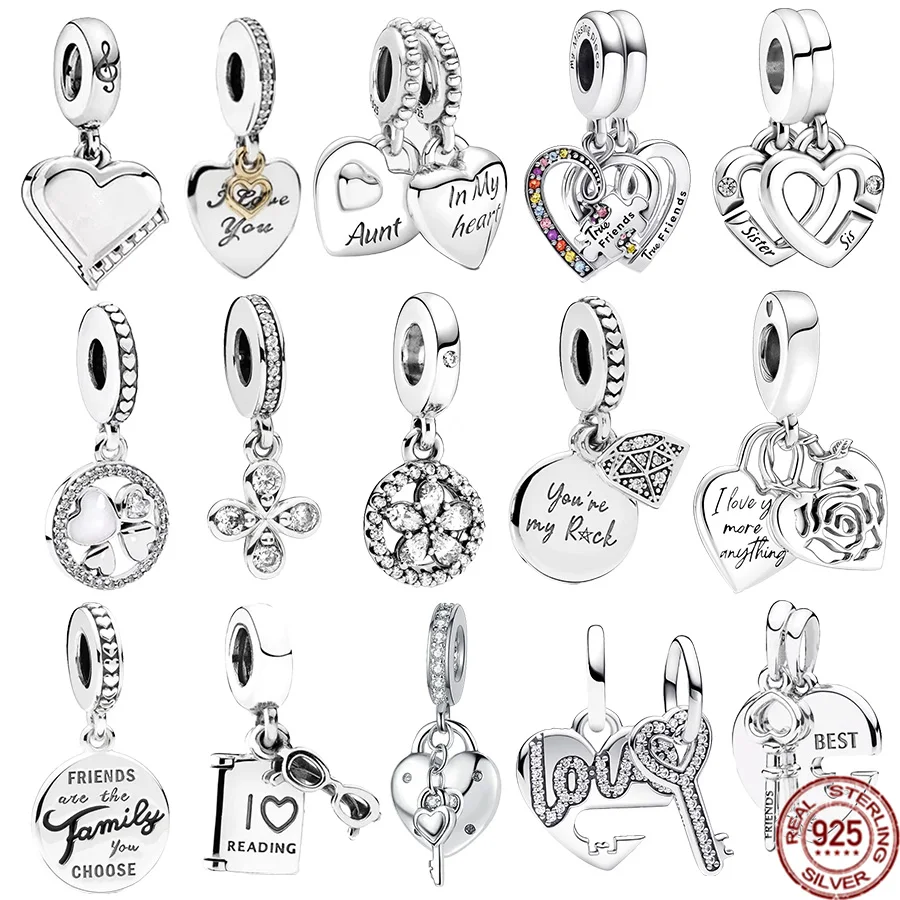 

Authentic 925 Sterling Silver Puzzle Piece Hearts Splittable Friendship Dangle Charm Bead Fit Original Pandora Bracelet Jewelry