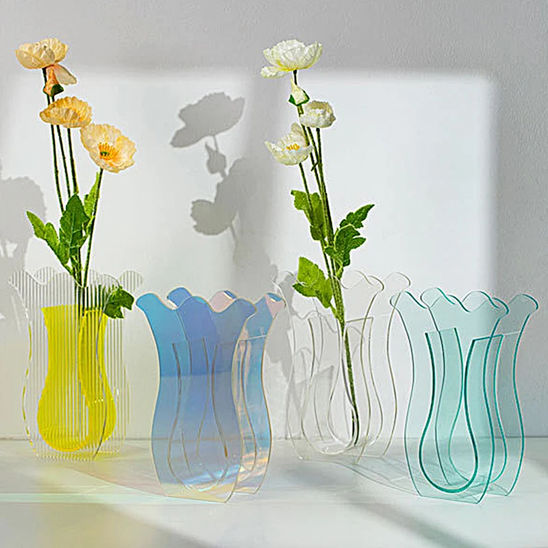 Minimalist Creative Tulip Shaped Vases Colorful Clear Acrylic Geometric Vases Desktop Ornaments Flower Arrangement Container
Minimalist Creative Tulip Shaped Vases Colorful Clear Acrylic Geometric Vases Desktop Ornaments Flower Arrangement Container