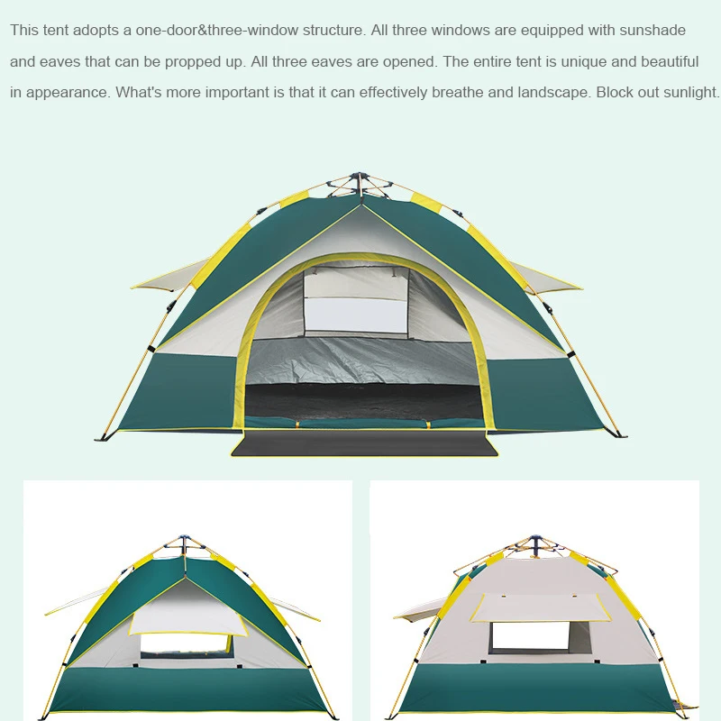 

1-4 Person Fully Automatic Tent Camping Travel Family Rainproof Sunshade Awning Shelter Beach Easy Open Hiking Tents Windproof