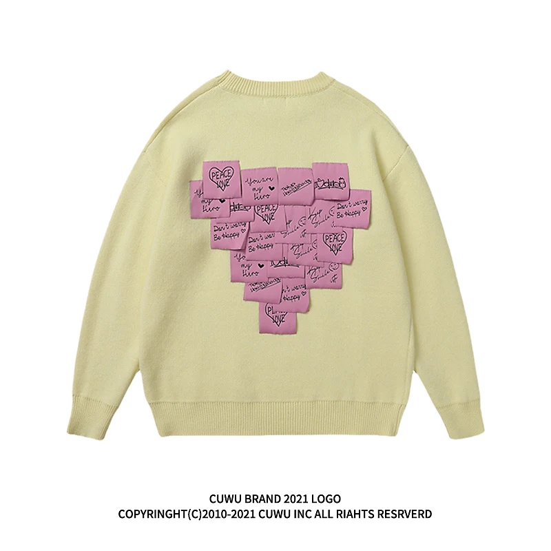 Vintage Harajuku Sweater Men Women Knitted Letter Sweater Fahion Heart Knitwear Sweater Men Patch Designers Couple Pullover 2021
Vintage Harajuku Sweater Men Women Knitted Letter Sweater Fahion Heart Knitwear Sweater Men Patch Designers Couple Pullover 2021