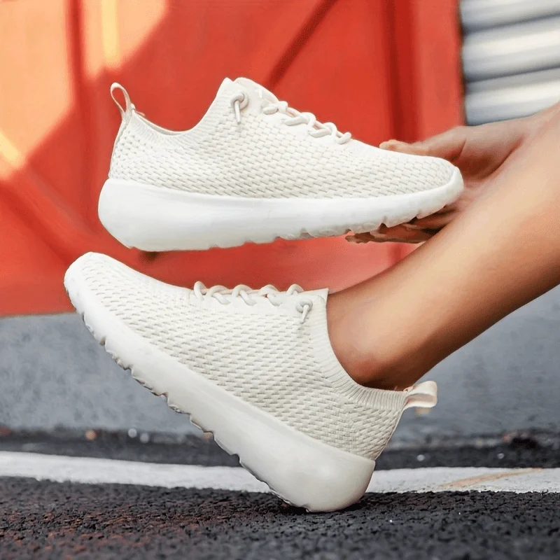 Women's Knit Solid Sports Shoes, Lightweight Lace Up Soft Running Shoes, Low Top Casual Tennis Jogging Sneakers
Women's Knit Solid Sports Shoes, Lightweight Lace Up Soft Running Shoes, Low Top Casual Tennis Jogging Sneakers