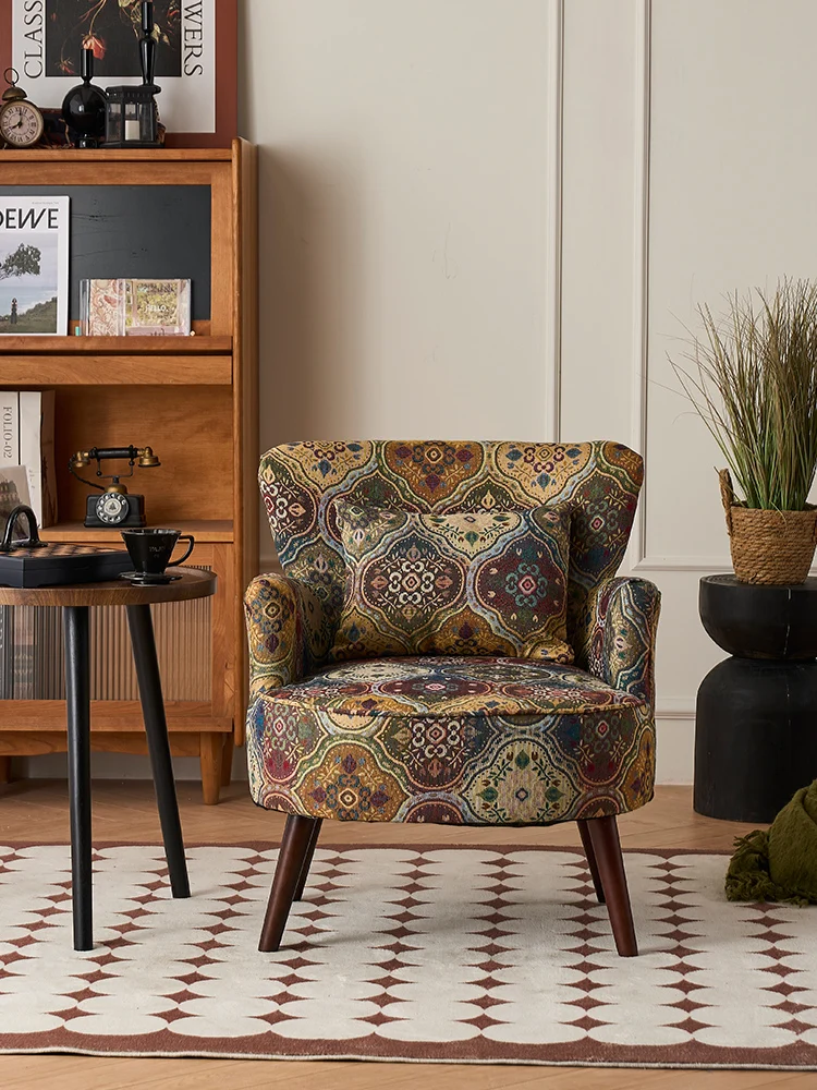 Balcony Living Room Fabric Craft Sofa Chinese and American Style Leisure Sofa Single Retro Leisure Lazy Bone Chair 
Balcony Living Room Fabric Craft Sofa Chinese and American Style Leisure Sofa Single Retro Leisure Lazy Bone Chair